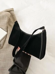 Tối giản Dây kéo Cái túi - màu đen - Xem 5