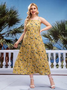 Đầm Plus Size Hoa Boho - Màu vàng - Xem 1