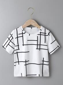 小男童幾何印花T恤 - 白色 - 查看 1