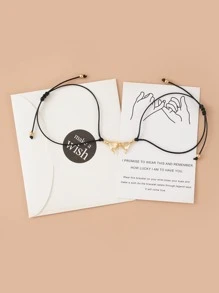 2入組情侶手掌吊墜手環 - 黑色 - 查看 1