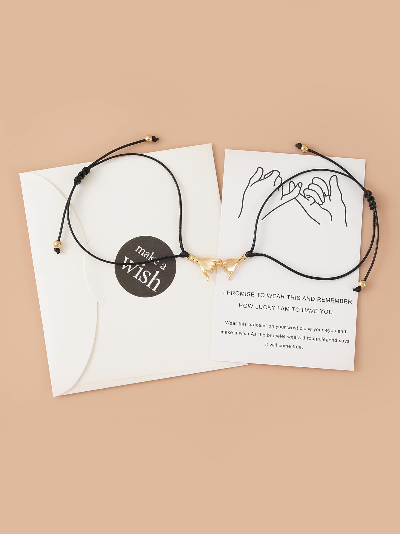 2入組情侶手掌吊墜手環 - 黑色 - 查看 1