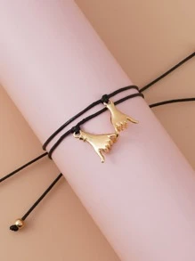 2入組情侶手掌吊墜手環 - 黑色 - 查看 2