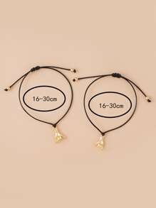 2入組情侶手掌吊墜手環 - 黑色 - 查看 3