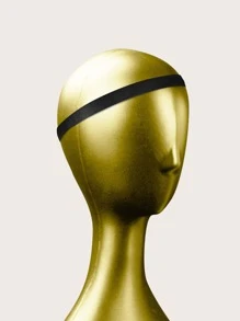 Plain Sports Sweat-absorbent Headband - Black - View 1