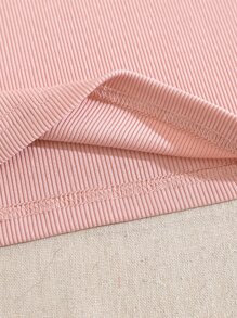 SHEIN Qutie 素色大圓領背心上衣 - 淺粉色 - 查看 4