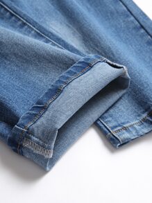 男士貓須破洞牛仔褲 - 中等水洗藍 - 查看 5