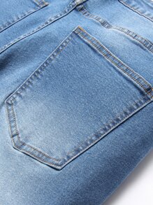 男士貓須破洞牛仔褲 - 中等水洗藍 - 查看 6