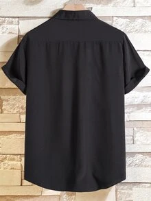 Manfinity Áo sơ mi Nam Nút phía trước Hình học Giải trí - màu đen - Xem 2