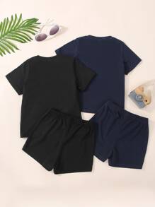 Bộ thời trang bé trai Khối Màu Lá thư Giải trí - Nhiều màu - Xem 2