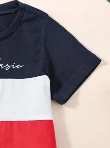 Bộ thời trang bé trai Khối Màu Lá thư Giải trí - Nhiều màu - Xem 4