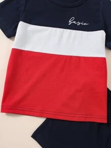 Bộ thời trang bé trai Khối Màu Lá thư Giải trí - Nhiều màu - Xem 6