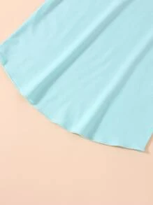 小女童拼接面T恤連衣裙 - 薄荷藍 - 查看 3