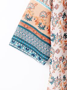 Floral Print Chiffon Kimono - Multicolor - View 5