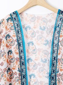 Floral Print Chiffon Kimono - Multicolor - View 4