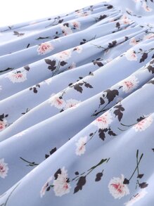 SHEIN 女孩印花肩部打結吊帶連衣裙