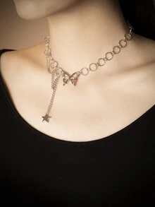 ROMWE Grunge Punk Dây chuyền - Bạc - Xem 5