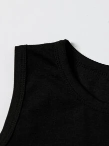 SHEIN Đầm bé gái Lá thư Giải trí - màu đen - Xem 3