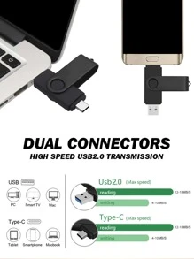 素色手機USB閃存盤 - 黑色 - 查看 3