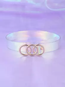 Round Buckle Holographic Belt - Multicolor - View 1