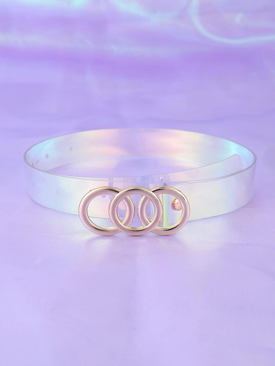 Round Buckle Holographic Belt - Multicolor - View 1