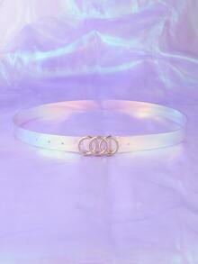 Round Buckle Holographic Belt - Multicolor - View 2