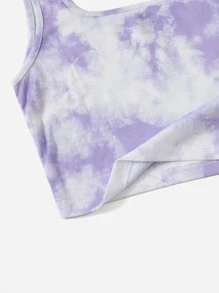 SHEIN Qutie Rib-knit Tie Dye Crop Tank Top - Multicolor - View 4