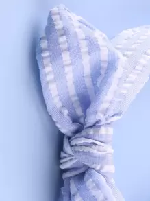 1pc Blue Countryside Style Teen's Headband, Suitable For Daily Wear And Vacation, Spring/Summer - Blue and White - View 3