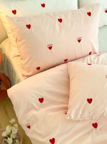 Heart Embroidery Duvet Cover Set Without Filler