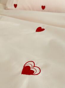 Heart Embroidery Duvet Cover Set Without Filler