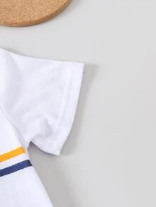 Bộ thời trang bé trai Nút Sọc Giải trí - Đen và trắng - Xem 4