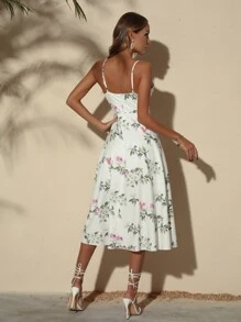 SHEIN Unity Floral Print Asymmetrical Hem Cami Dress - White - View 2