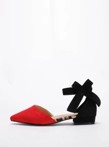 Bailarinas de dos tonos con punta puntiaguda y correa de tobillo para otoño/invierno, San Valentín