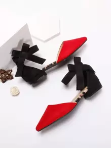 Bailarinas de dos tonos con punta puntiaguda y correa de tobillo para otoño/invierno, San Valentín