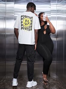 Manfinity RebelGame Loose Men's Cotton Letter & Cartoon Print T-Shirt - White - View 6