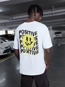 Manfinity RebelGame Loose Men's Cotton Letter & Cartoon Print T-Shirt - White - View 1