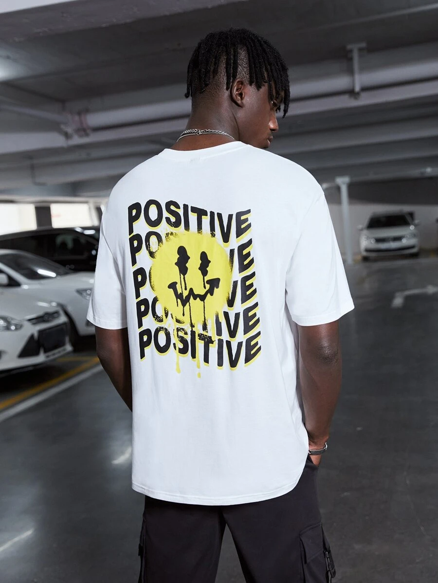 Manfinity RebelGame Loose Men's Cotton Letter & Cartoon Print T-Shirt - White - View 1