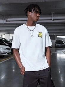 Manfinity RebelGame Loose Men's Cotton Letter & Cartoon Print T-Shirt - White - View 2