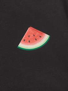 SHEIN Men Watermelon Print Lounge Set - Black - View 5