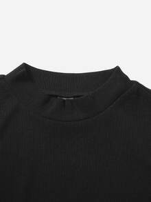 SHEIN LUNE Bộ đồ hai mảnh nữ Thắt lưng Nút phía trước Kẻ sọc Giải trí - Đen và trắng - Xem 5