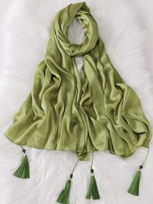 Minimalist Solid Scarf - Olive Green - View 1