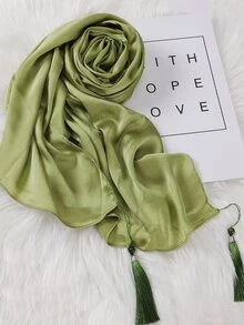 Minimalist Solid Scarf - Olive Green - View 2