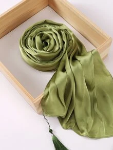Minimalist Solid Scarf - Olive Green - View 3