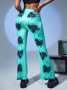 SHEIN ICON Pantalones acampanados con estampado de corazón - Multicolor - Ver 2