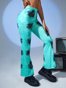 SHEIN ICON Pantalones acampanados con estampado de corazón - Multicolor - Ver 4