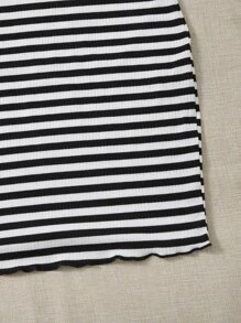 SHEIN EZwear 條紋印花吊帶連衣裙 - 黑與白 - 查看 4