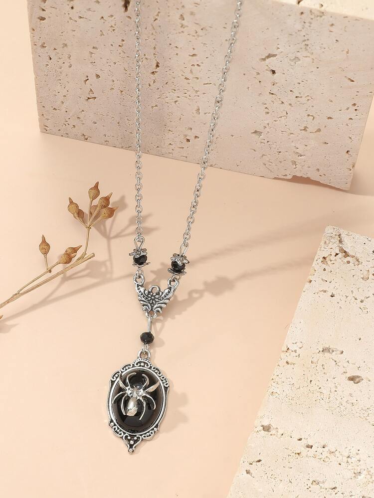 Halloween Spider Charm Necklace - Multicolor - View 2