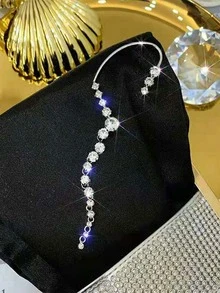 1 pieza Arete zirconia cúbica - Plateado - Ver 2