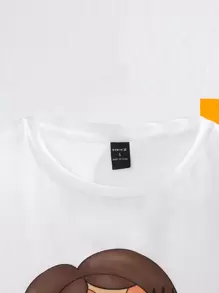 Tay Mills Artist Girlcore 落肩图案短款女式图案 T 恤，适合夏季、棉质、假日、度假、春季、节日、伊比沙岛 - 白色 - 查看 4