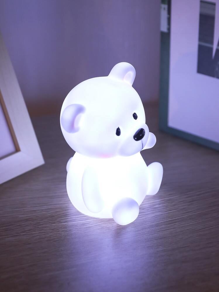 Bear Shaped Night Light, Cute Decorative Light, Creative Kawaii Bedroom Bedside Lamp For Baby Feeding Eye Protection, Children's Birthday Gift - White - View 2