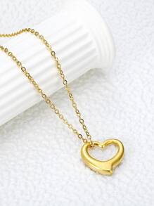 Heart Charm Necklace - Yellow Gold - View 2